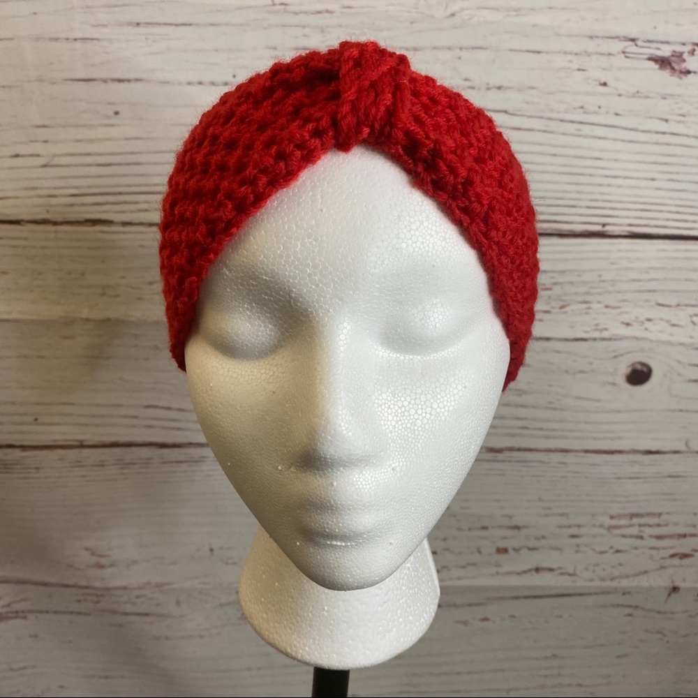 💫Red Knit Crochet Turban Head/Ear Warmers